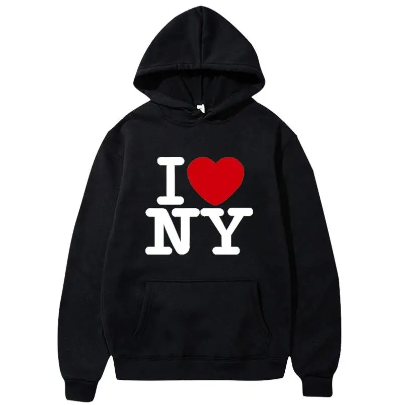 Street Fashion Of New York - Women's I Love New Yorkプリントパーカー、カジュアルフード付きプルオーバー、ストリートヒップホップ服、ファッション