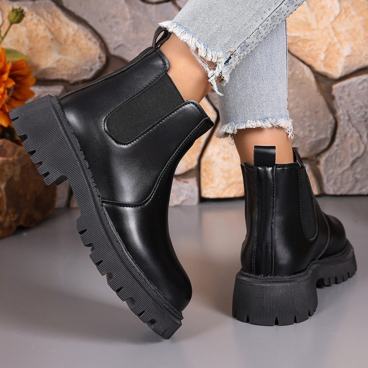 Street Fashion Winter 2025 - 2025年 クラシック 厚底 レディース ショートブーツ 冬用