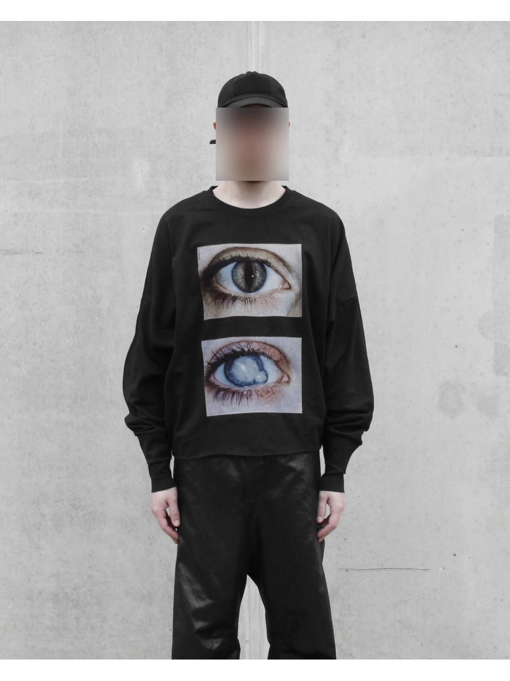 Street Fashion Punk - 2026年新作 ダークゴシック リアリスティック ダブルアイプリント 長袖トップス パンクストリートトレンドファッション