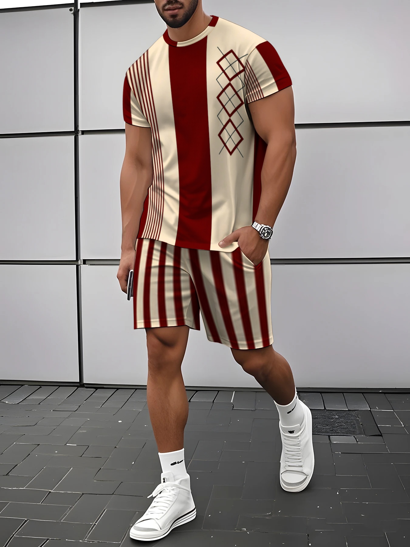 Street Fashion Summer 2026 - 2026年夏新作メンズ半袖ショートパンツセット - ストリートカジュアルファッション 快適なソフト素材 3Dデジタルパターンプリント