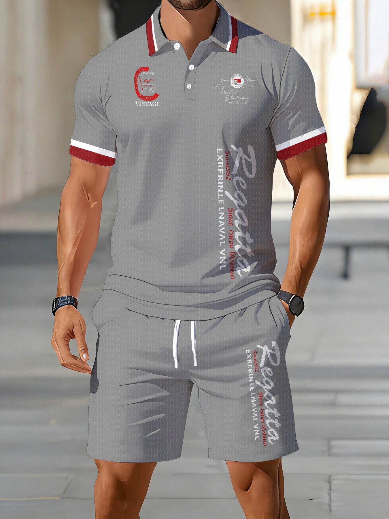 Street Fashion Summer 2026 - 2026年夏新作メンズポロシャツセット - ストリートカジュアルファッション 快適で柔らかく通気性のある軽量3Dレターパターンプリント