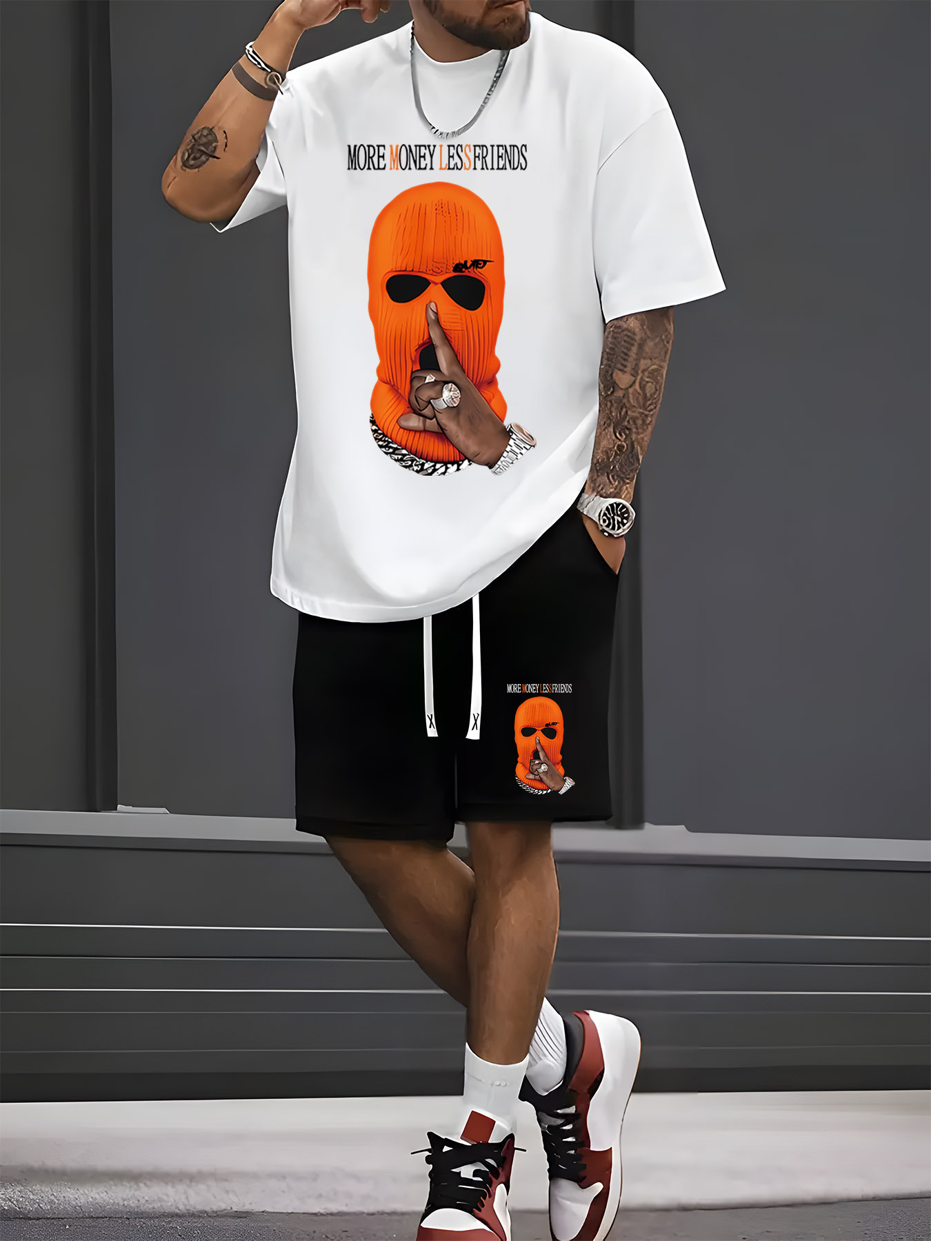 Street Fashion Summer 2026 - 2026年夏新作メンズ半袖ショートパンツセット - ストリートカジュアルファッション 快適で柔らかく通気性のある3Dパターンプリント