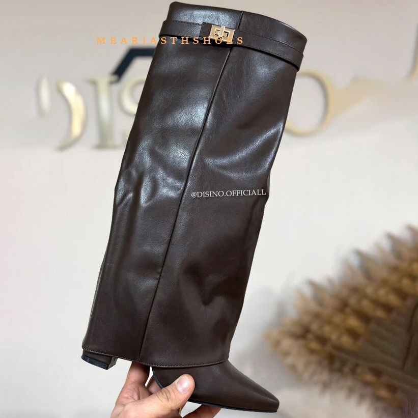 レディースチャンキーヒールニーハイブーツ、ポインテッドトゥ、 - Street Fashion Winter 2025 のレビューと価格