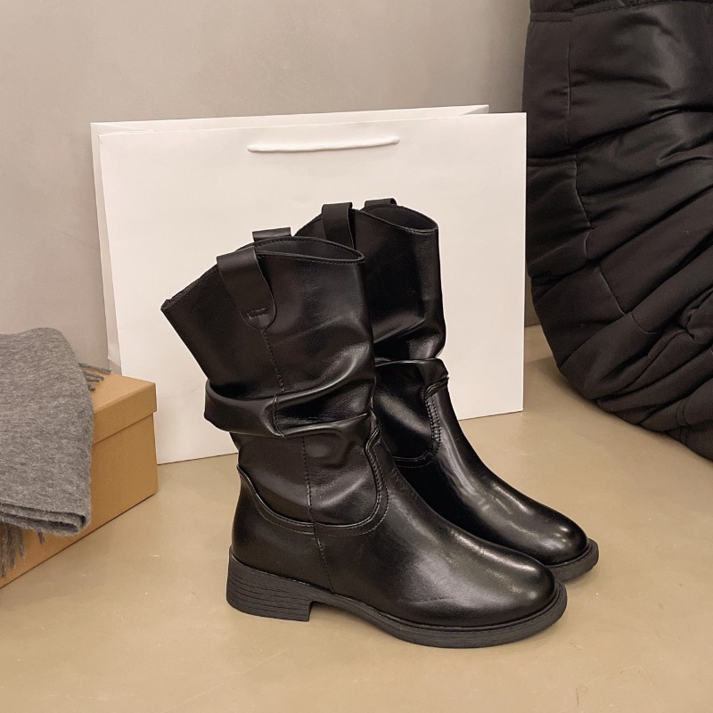 2025年冬新作、ゆったりとしたワイドヒールアンクルブーツ、 - Street Fashion Winter 2025 のレビューと価格