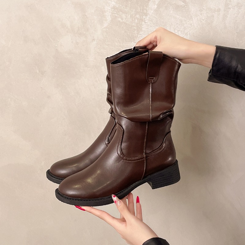 2025年冬新作、ゆったりとしたワイドヒールアンクルブーツ、 - Street Fashion Winter 2025 のレビューと価格