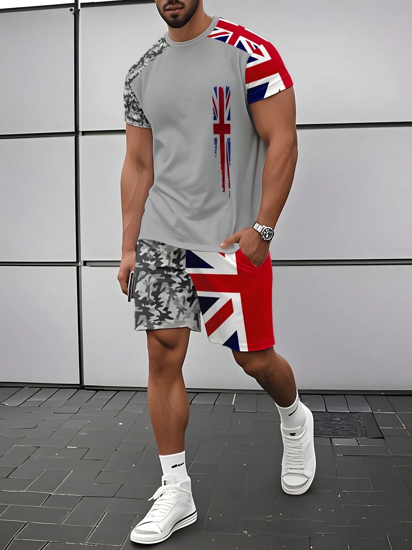 2026年夏新作 メンズ半袖セットアップ 3Dパターンプリン - Street Fashion Summer 2026 のレビューと価格
