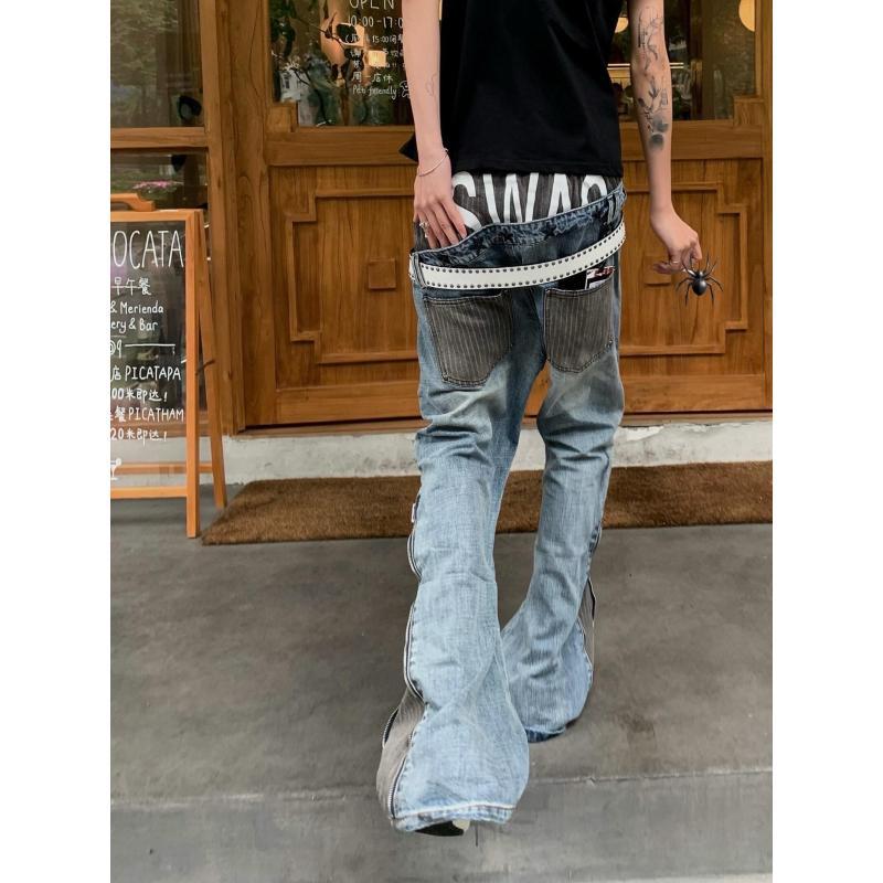 メンズ パッチワークデザイン ジーンズ 90年代風 カジュア - Street Fashion Boy のレビューと価格