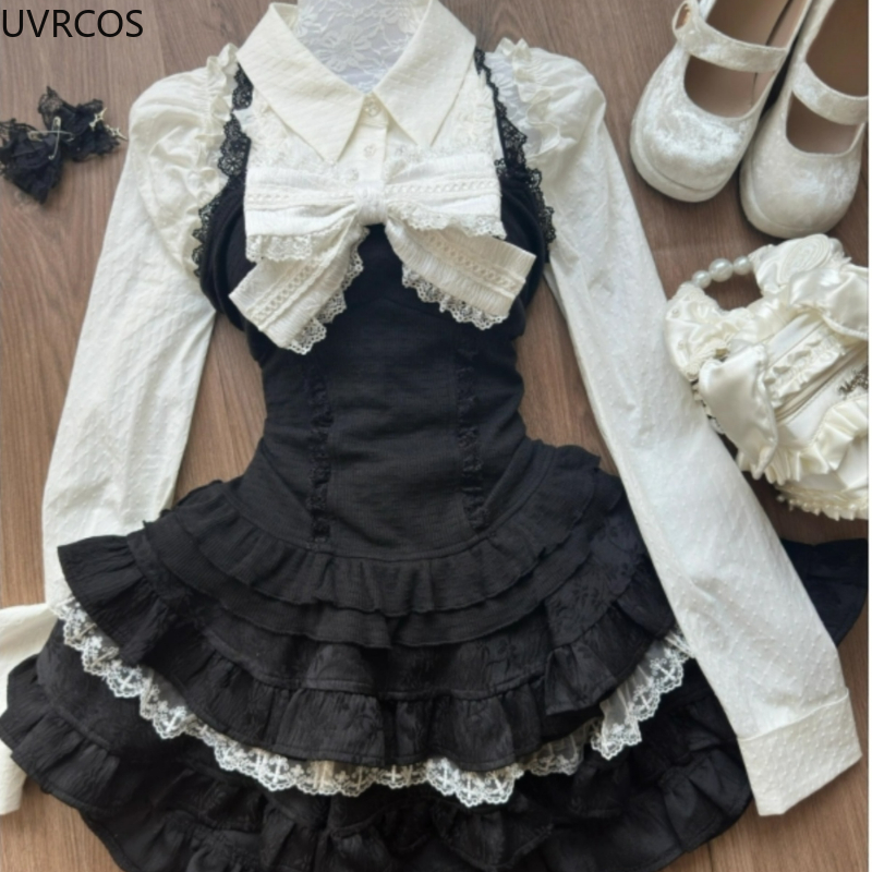 Y2k 美的ロリータスタイル 3 点セット女性かわいい白シャ - Street Fashion Harajuku のレビューと価格