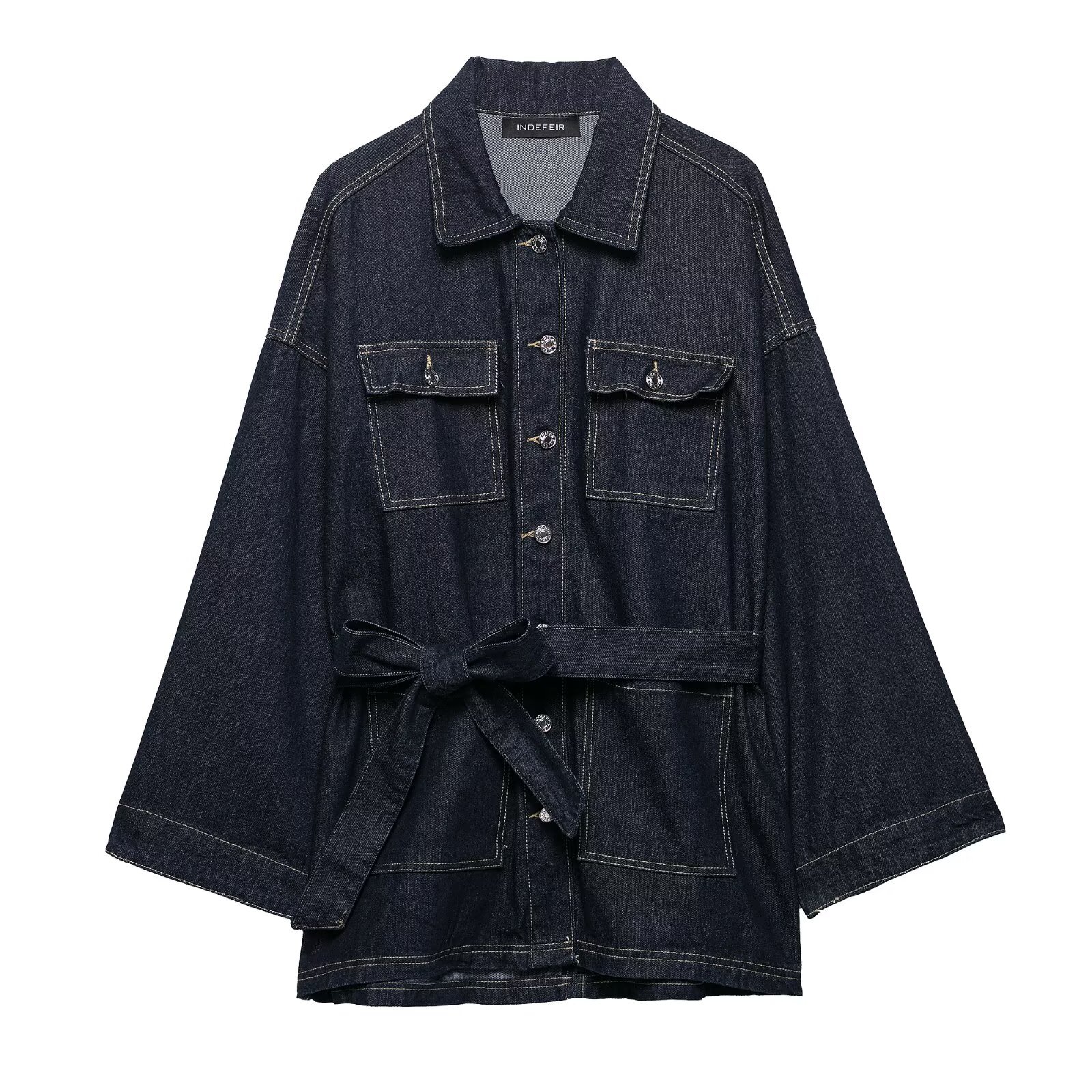 レディースデニムジャケット 無地 ストラップ ウエストシェイ - Street Fashion Winter 2025 のレビューと価格