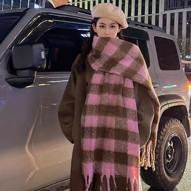 韓国風チェック柄スカーフ 女性用 保温 ファッション カジュ - Street Fashion Harajuku のレビューと価格
