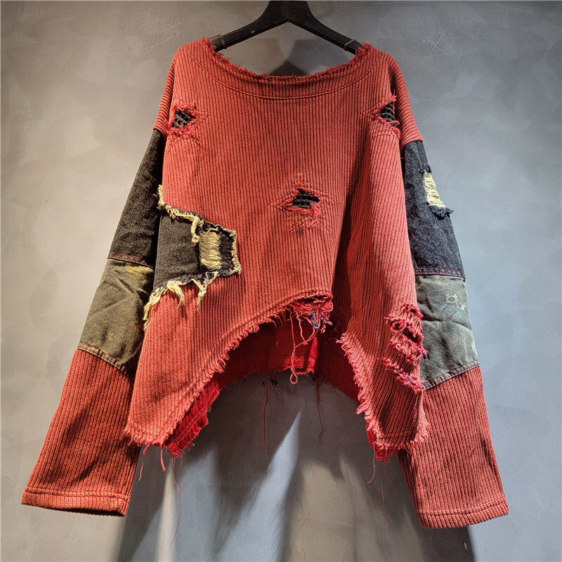 WTHT ファッション新しい女性の不規則なパッチワーク穴ルー - Street Fashion Winter 2025 のレビューと価格