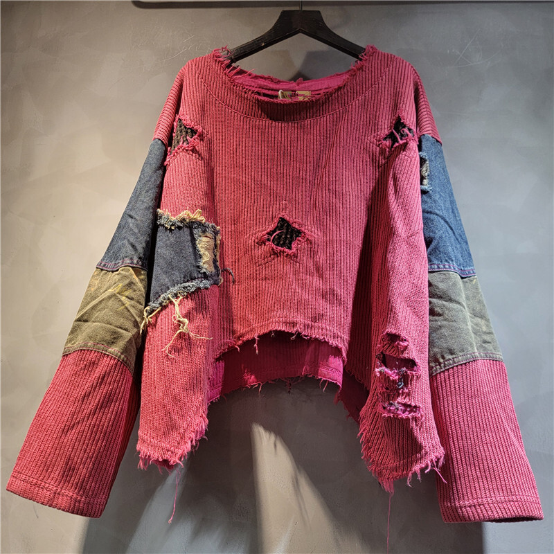 WTHT ファッション新しい女性の不規則なパッチワーク穴ルー - Street Fashion Winter 2025 のレビューと価格