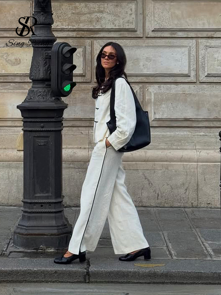 ソリッドカラーの女性用着物ジャケットとワイドレッグパンツのセ - Street Fashion Kimono のレビューと価格