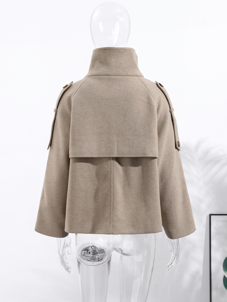 ファッション女性のスタンドカラーコート長袖ダブルブレスト固体 - Street Fashion Winter 2025 のレビューと価格
