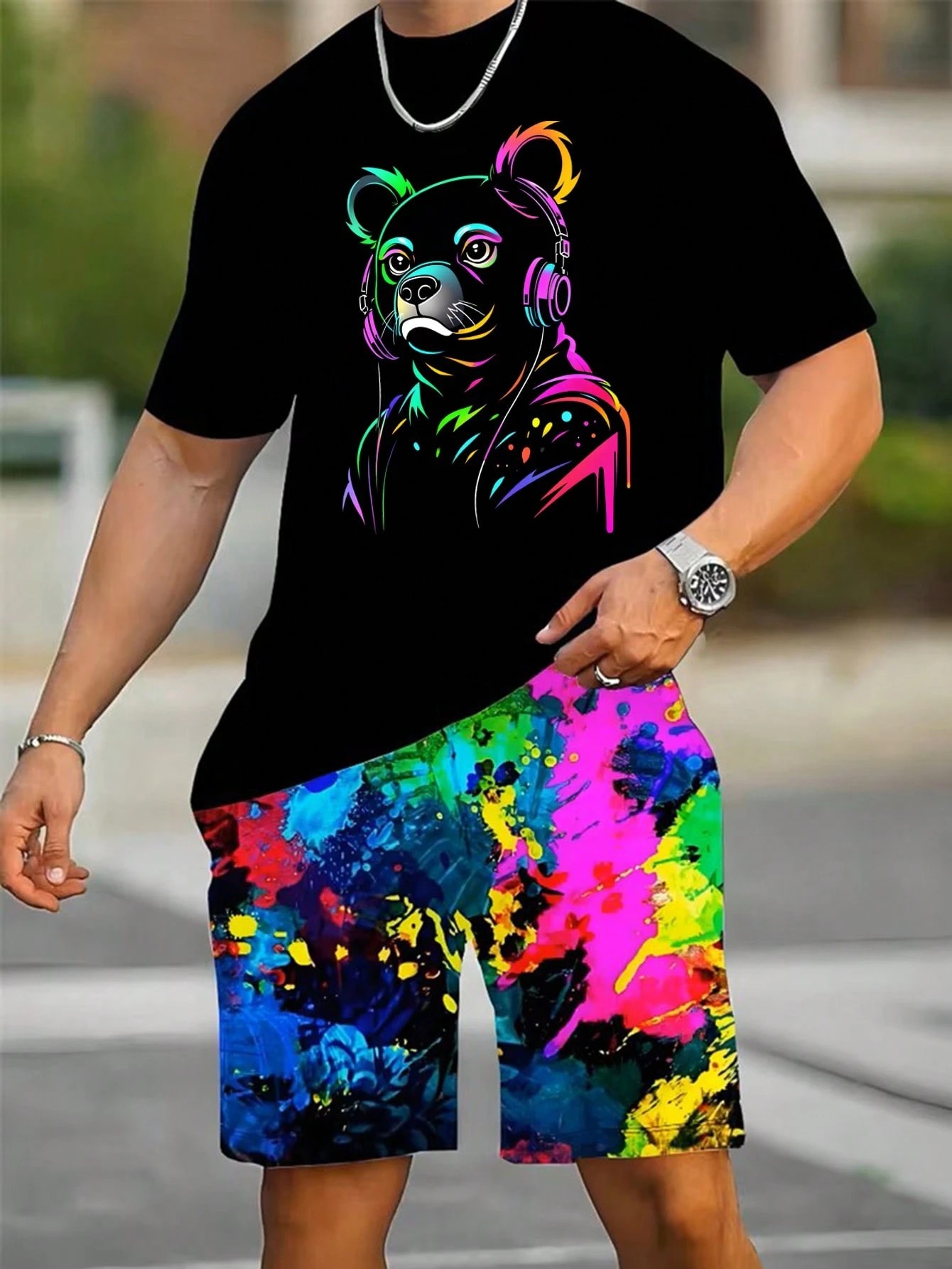 2026年夏新作 メンズ半袖ショートパンツセット 3Dパター - Street Fashion Summer 2026 のレビューと価格