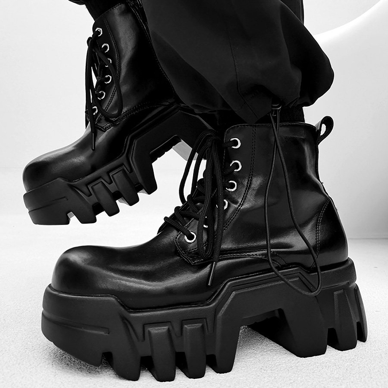 高級ファッションメンズブーツ天然皮革靴カウボーイ春秋プラット - Street Fashion Punk のレビューと価格