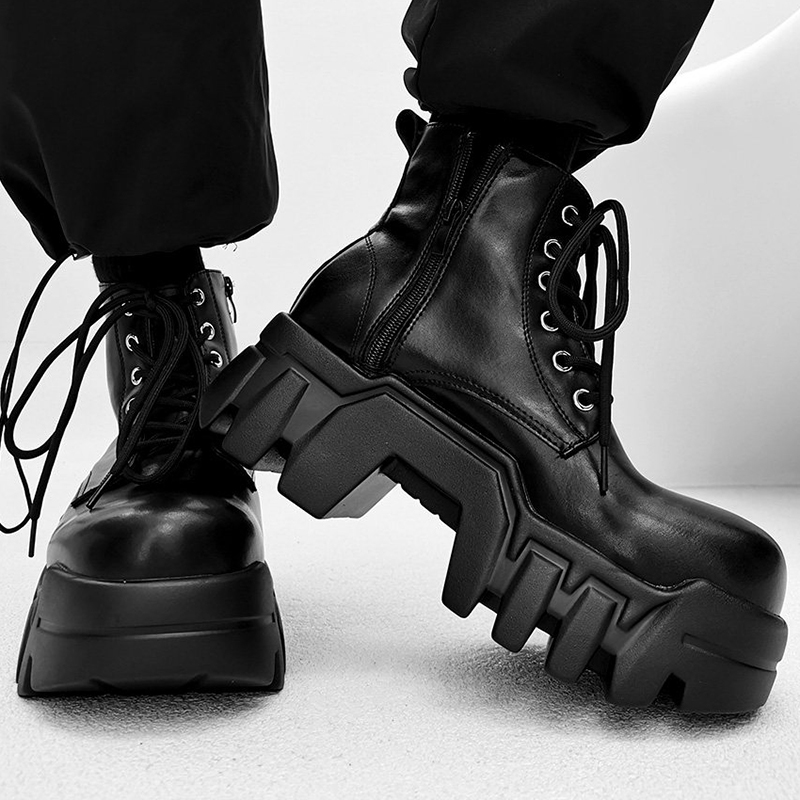 高級ファッションメンズブーツ天然皮革靴カウボーイ春秋プラット - Street Fashion Punk のレビューと価格