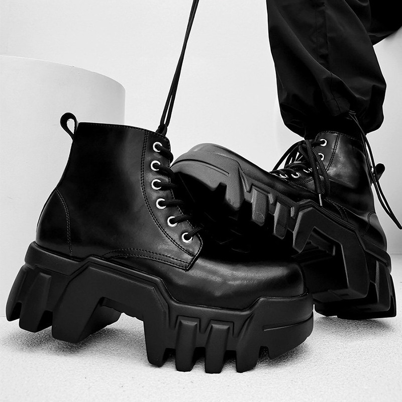 高級ファッションメンズブーツ天然皮革靴カウボーイ春秋プラット - Street Fashion Punk のレビューと価格