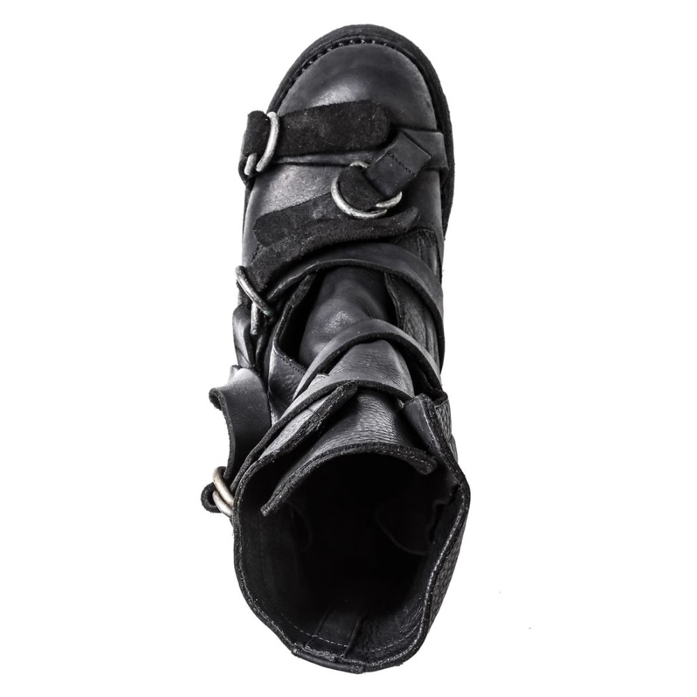 メンズレザーオートバイブーツパンクレトロ厚底ミッドカーフナイ - Street Fashion Punk のレビューと価格